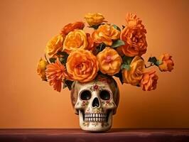 día de el muerto composición con Copiar espacio ai generativo foto