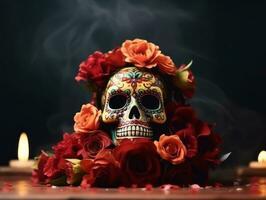 Day of the Dead composition with copy space AI Generative photo