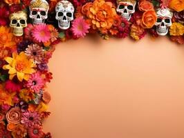 Day of the Dead composition with copy space AI Generative photo