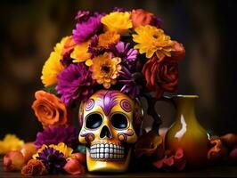 Day of the Dead composition with copy space AI Generative photo