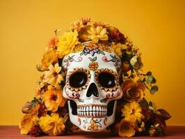 Day of the Dead composition with copy space AI Generative photo