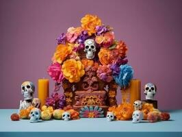 Day of the Dead composition with copy space AI Generative photo