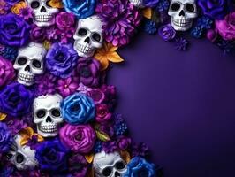 día de el muerto composición con Copiar espacio ai generativo foto