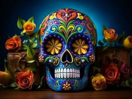 Day of the Dead composition with copy space AI Generative photo