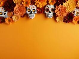 Day of the Dead composition with copy space AI Generative photo