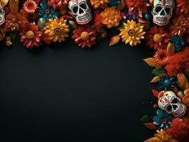 Day of the Dead composition with copy space AI Generative photo