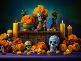 Day of the Dead composition with copy space AI Generative photo