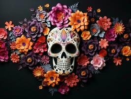 Day of the Dead composition with copy space AI Generative photo