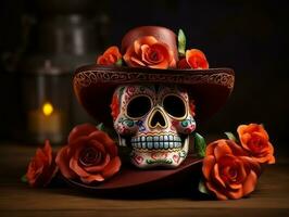 Day of the Dead composition with copy space AI Generative photo