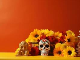 Day of the Dead composition with copy space AI Generative photo