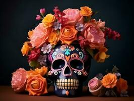 Day of the Dead composition with copy space AI Generative photo