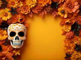 Day of the Dead composition with copy space AI Generative photo