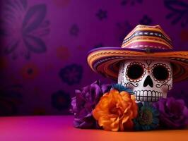 Day of the Dead composition with copy space AI Generative photo
