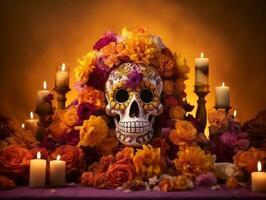 Day of the Dead composition with copy space AI Generative photo