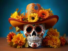 Day of the Dead composition with copy space AI Generative photo