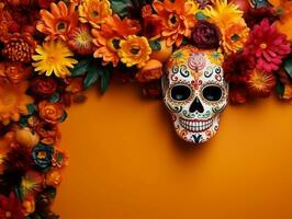 Day of the Dead composition with copy space AI Generative photo