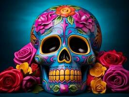 Day of the Dead composition with copy space AI Generative photo