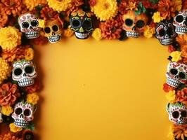 Day of the Dead composition with copy space AI Generative photo