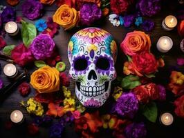 Day of the Dead composition with copy space AI Generative photo