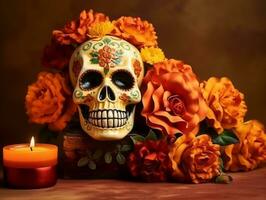 Day of the Dead composition with copy space AI Generative photo