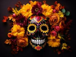 Day of the Dead composition with copy space AI Generative photo