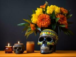 Day of the Dead composition with copy space AI Generative photo