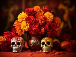 Day of the Dead composition with copy space AI Generative photo