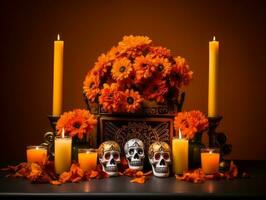 Day of the Dead composition with copy space AI Generative photo