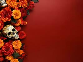 Day of the Dead composition with copy space AI Generative photo