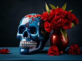 Day of the Dead composition with copy space AI Generative photo