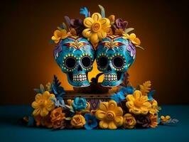 Day of the Dead composition with copy space AI Generative photo