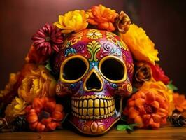 Day of the Dead composition with copy space AI Generative photo