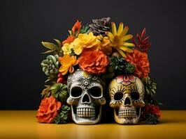 Day of the Dead composition with copy space AI Generative photo