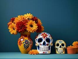 Day of the Dead composition with copy space AI Generative photo