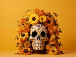 Day of the Dead composition with copy space AI Generative photo