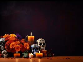 Day of the Dead composition with copy space AI Generative photo