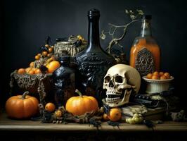 Halloween composition AI Generative photo