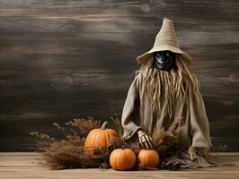 Halloween composition with copy space AI Generative photo