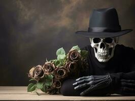 Halloween composition with copy space AI Generative photo