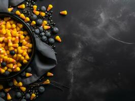 Halloween composition with copy space AI Generative photo