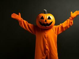 Man in a Halloween costume with a playful pose AI Generative photo