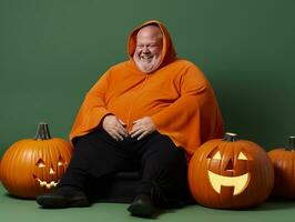 Man in a Halloween costume with a playful pose AI Generative photo