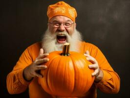 Man in a Halloween costume with a playful pose AI Generative photo