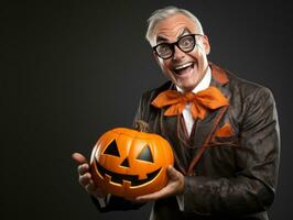 Man in a Halloween costume with a playful pose AI Generative photo