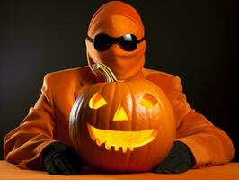 Man in a Halloween costume with a playful pose AI Generative photo
