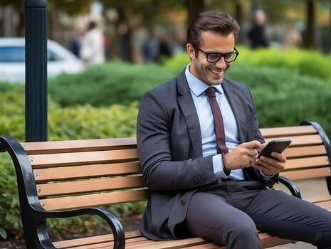 man from Colombia using smartphone for online communication AI Generative photo