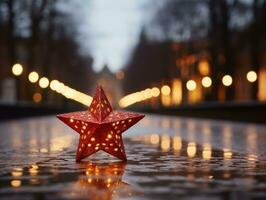 Navidad composición con Copiar espacio y bokeh antecedentes ai generativo foto