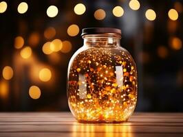 Navidad composición con Copiar espacio y bokeh antecedentes ai generativo foto