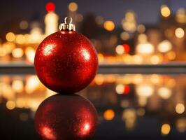 Christmas composition with copy space and bokeh background AI Generative photo