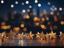 Christmas composition with copy space and bokeh background AI Generative photo